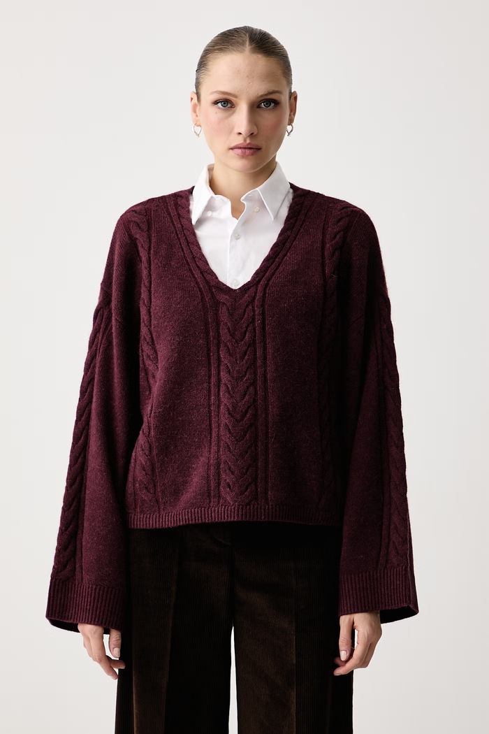 BOSS Orange Sweter damski z wełną i alpaką C_Famioca bordowy 50569913