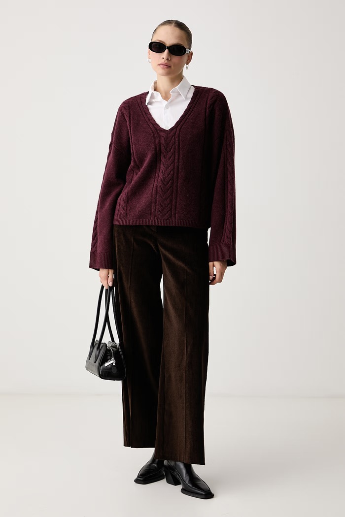 BOSS Orange Sweter damski z wełną i alpaką C_Famioca 50569913 bordowy AW26
