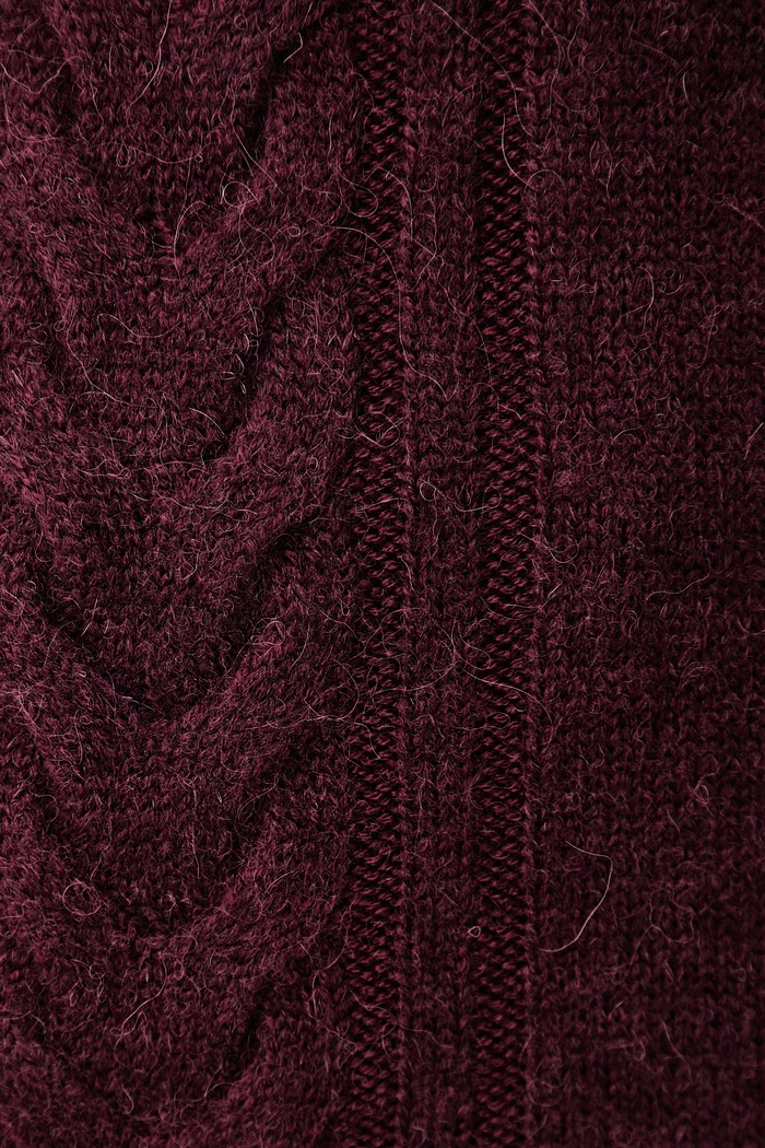 Sweter damski z wełną i alpaką C_Famioca BOSS Orange bordowy 50569913