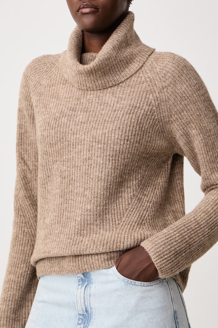 Sweter damski z wełną C_Falodina_1 BOSS Orange 50569896 beżowy