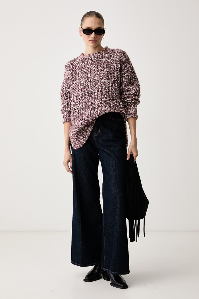 BOSS Orange Sweter damski z wełną i alpaką C_Flocasia 50569884 bordowy AW26