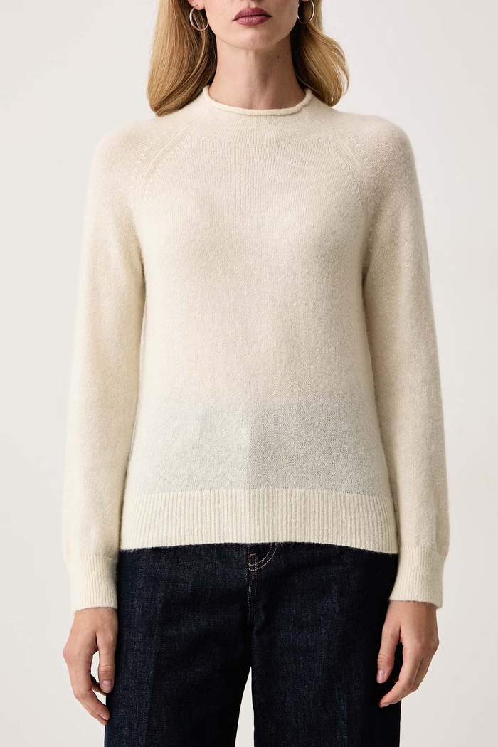 Sweter damski z wełną C_Fesperanasy_1 BOSS Orange 50569878 beżowy