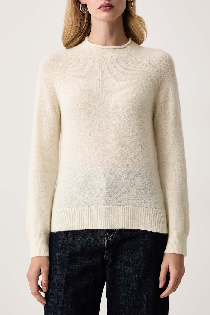 Sweter damski z wełną C_Fesperanasy_1 BOSS Orange 50569878 beżowy
