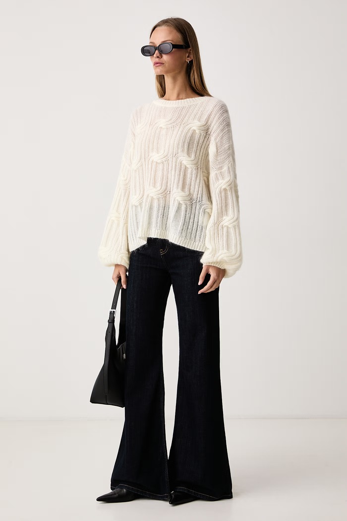 BOSS Orange Sweter rozpinany damski z wełną C_Famae 50569870 beżowy AW26