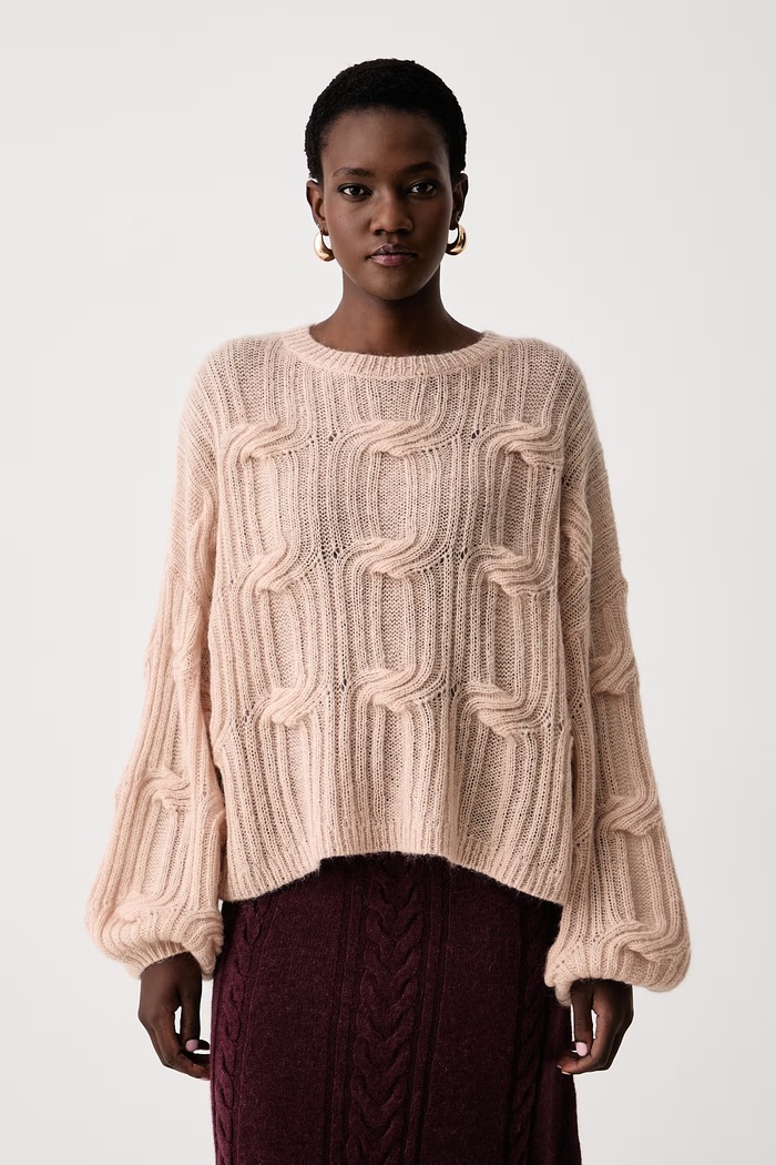 BOSS Orange Sweter rozpinany damski z wełną C_Famae beżowy 50569870