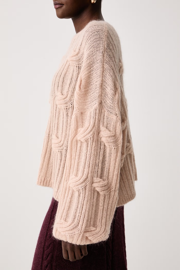 Sweter rozpinany damski z wełną C_Famae BOSS Orange 50569870 beżowy