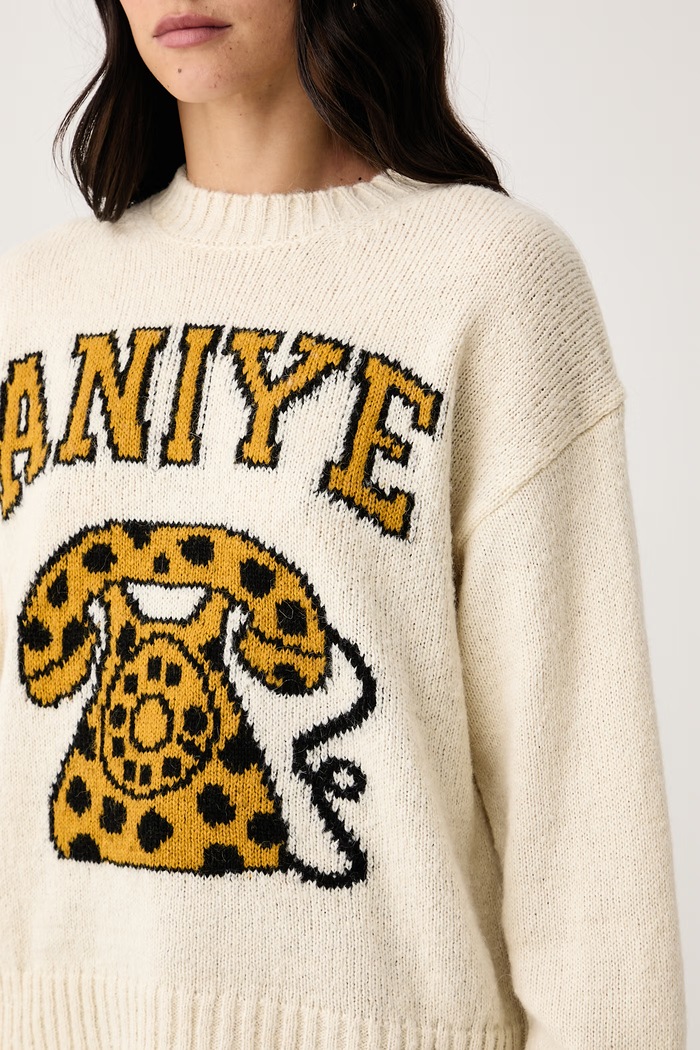 Sweter damski z dodatkiem wełny Telephone Aniye By 181504 beżowy