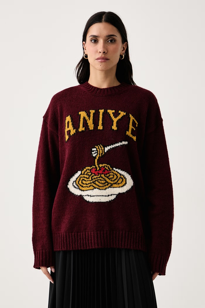 Aniye By Sveter dámsky s prímesou vlny Spaghetti burgundské 181503