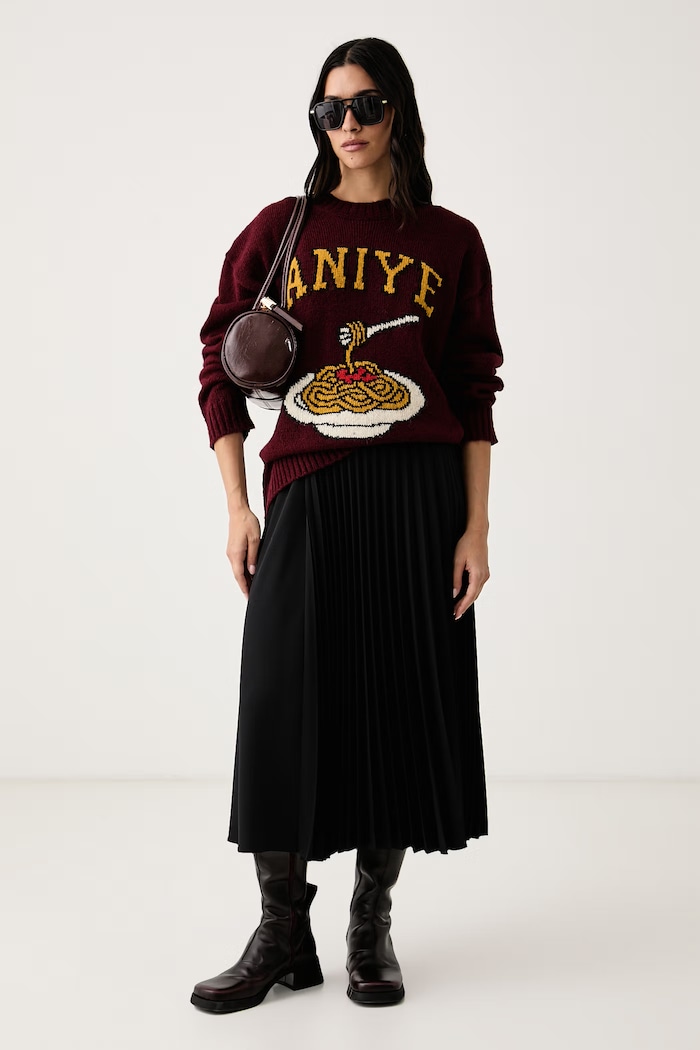 Aniye By Sveter dámsky s prímesou vlny Spaghetti 181503 burgundské AW26