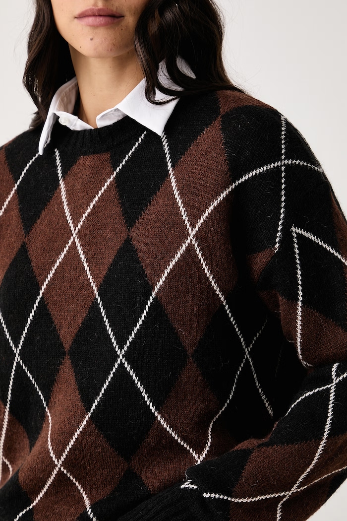 Sweter damski z dodatkiem wełny Rebby Aniye By 181487 brązowy