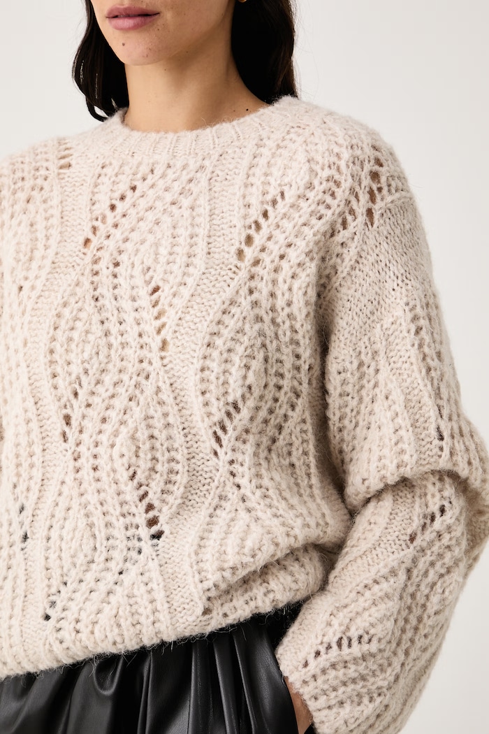 Sweter damski z dodatkiem wełny Gia Aniye By 181465 beżowy