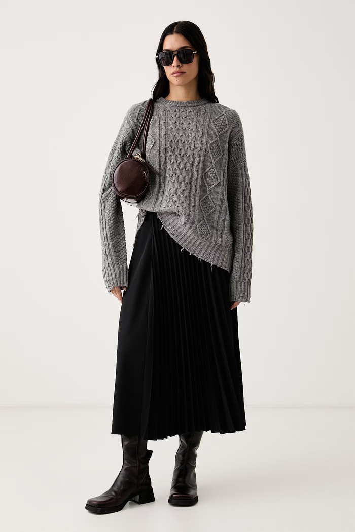Aniye By Sweter damski z dodatkiem wełny Tati 181462 szary AW26