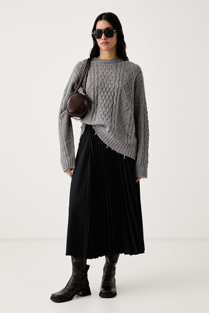 Aniye By Sweter damski z dodatkiem wełny Tati 181462 szary AW26