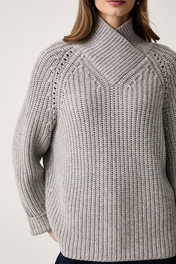 Sweter damski wełniany Feryssal BOSS 50571408 szary