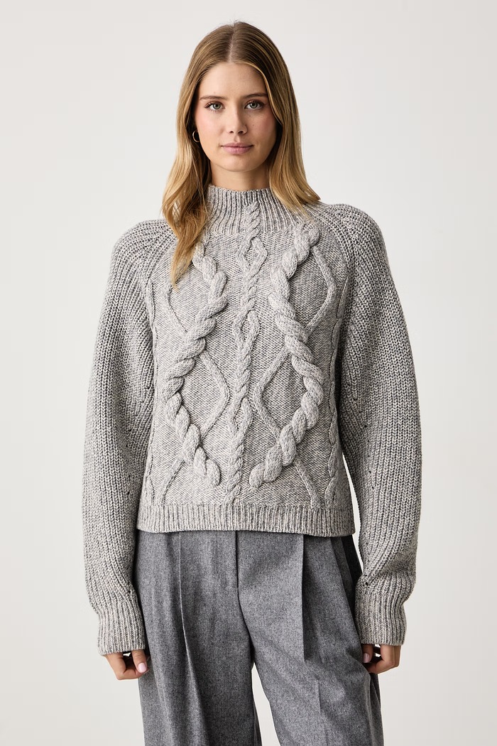 BOSS Sweter damski z wełną Frescienne szary 50568335