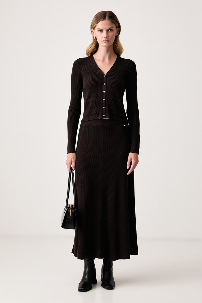 BOSS Kardigan za žene od vune Feryn 50567355 smeđa AW26