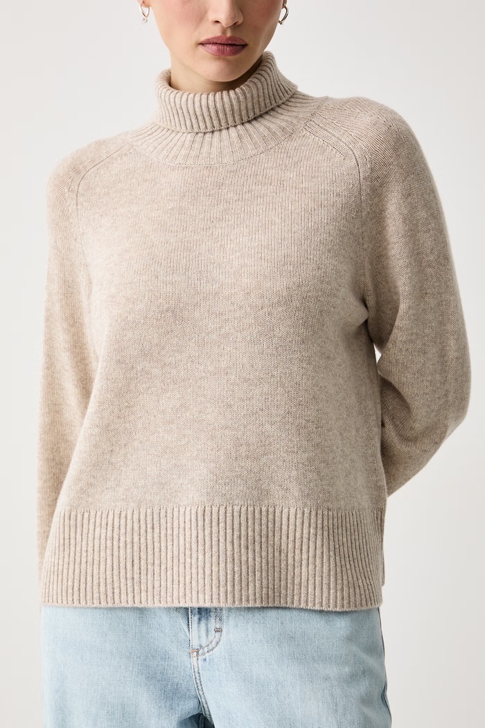 Sweter damski kaszmirowy Falonso BOSS 50550874 beżowy