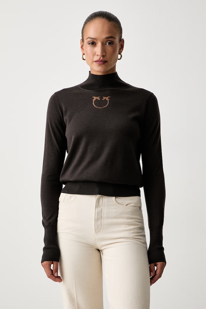 Pinko sweter damski z wełną brązowy 107921.A18M