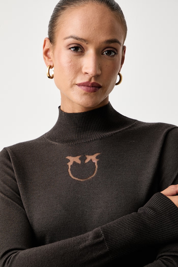 Pinko sweter damski z wełną brązowy 107921.A18M