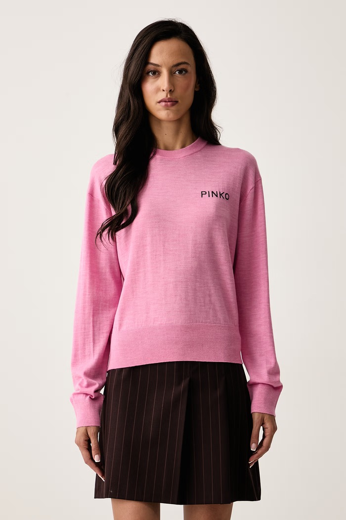 Odzież Pinko Sweter damski wełniany 105561.A3FY różowy