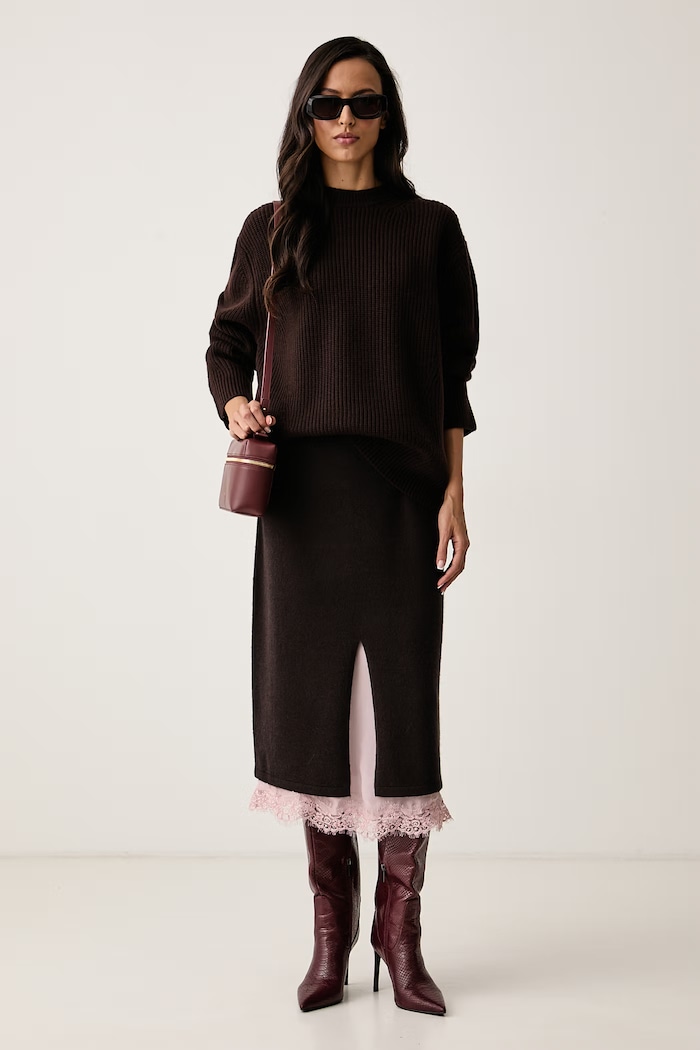 Pinko Sweter damski wełniany 107872.A3P4 brązowy AW26