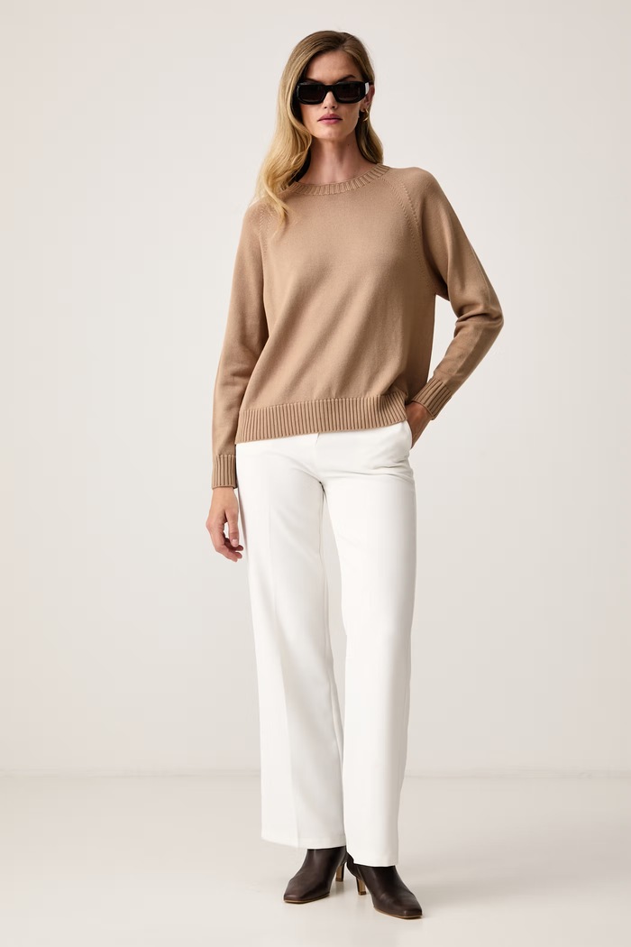 MM by Max Mara sweter damski wełniany MMLVIRGOLA 2626366138600 brązowy AW26