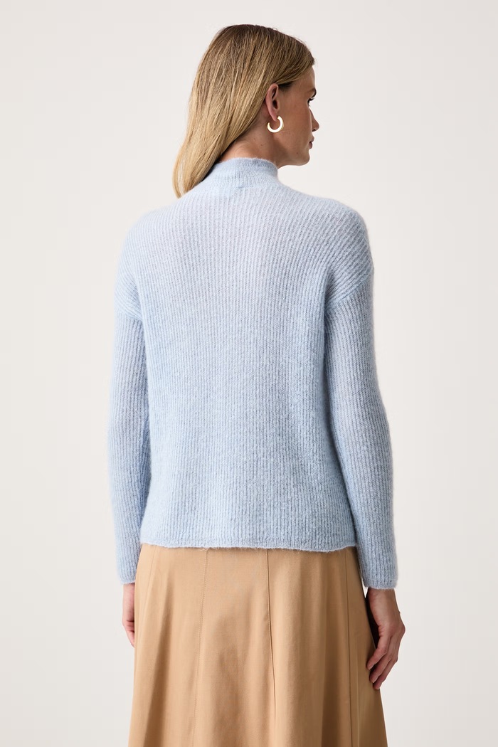 Odzież MM by Max Mara sweter damski z wełną MMLSTRANO 2626366098600 niebieski