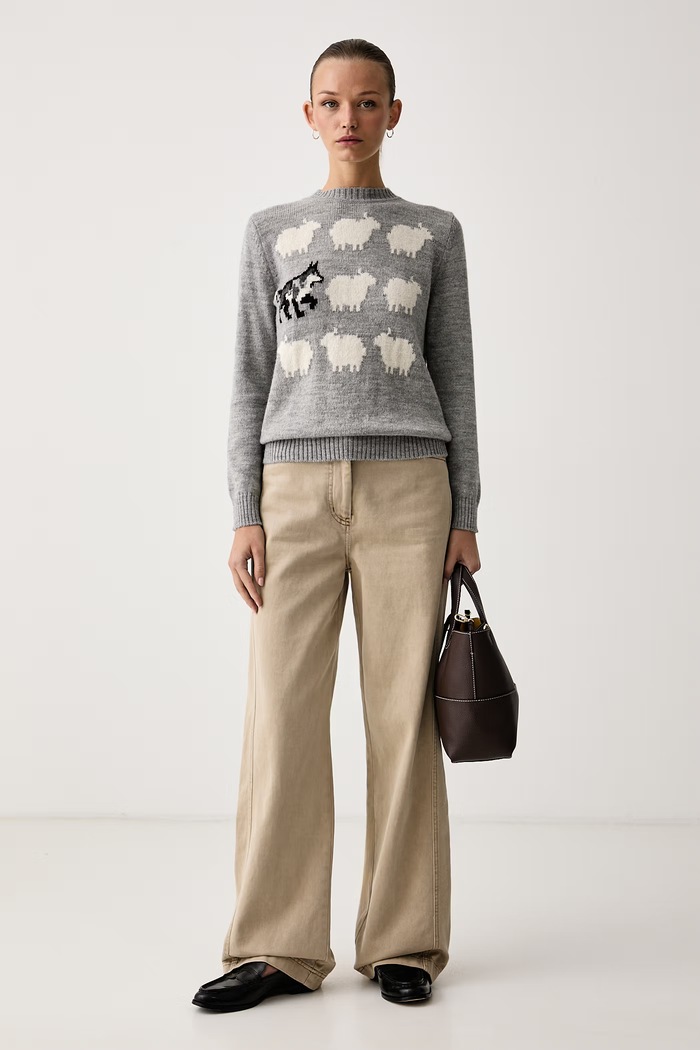 Weekend Max Mara Svetr dámský s vlnou WKDNITRA 2625366272600 šedá AW26