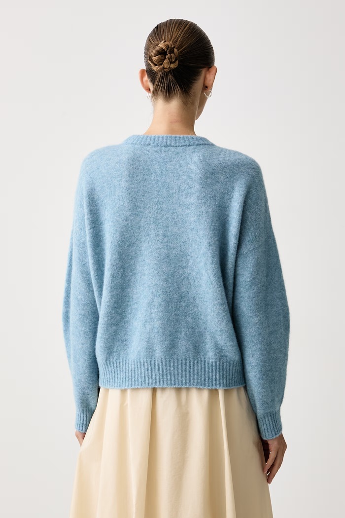 Weekend Max Mara Sweter damski z dodatkiem wełny WKDTUONO 2625366152600 niebieski AW26