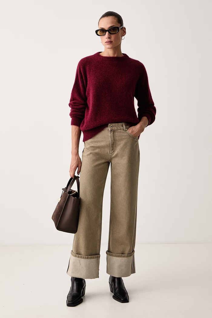 Weekend Max Mara Sweter damski z dodatkiem wełny WKDTUONO 2625366152600 bordowy AW26