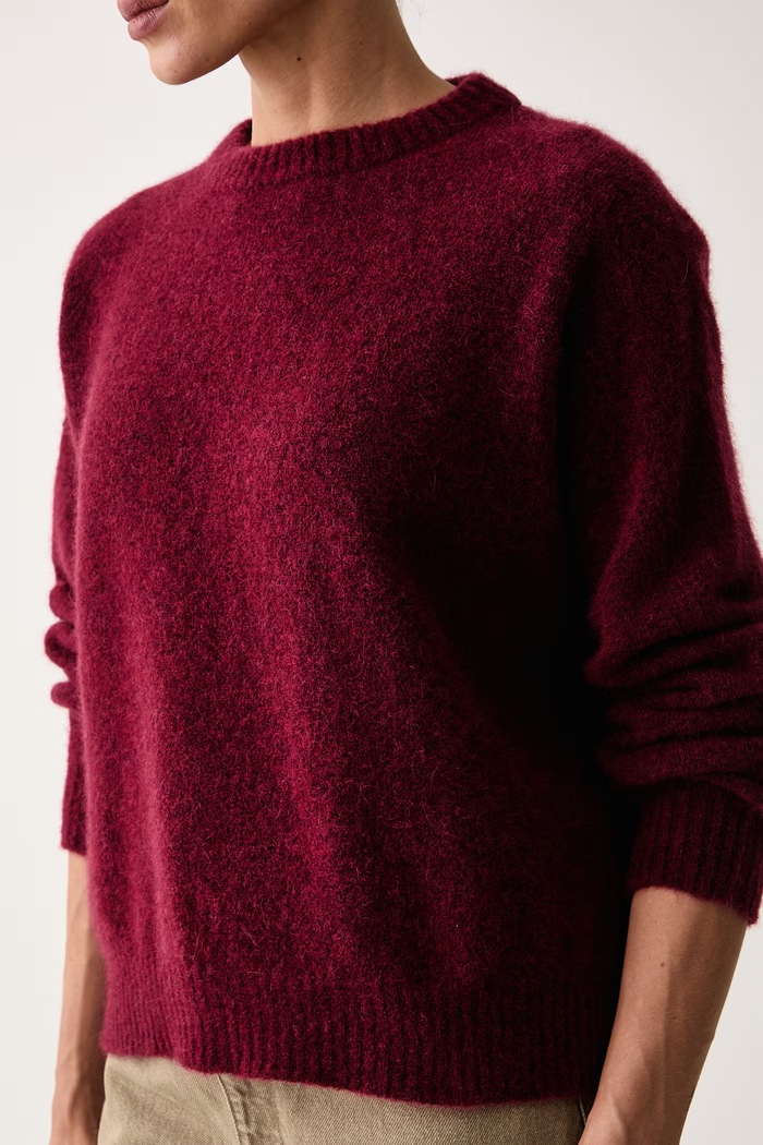 Sweter damski z dodatkiem wełny WKDTUONO Weekend Max Mara 2625366152600 bordowy