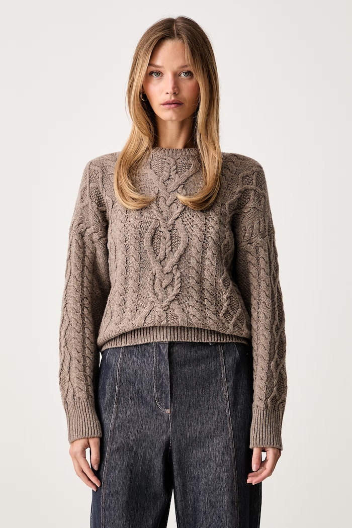 Weekend Max Mara sweter damski wełniany WKDALBEN brązowy 2625366132600