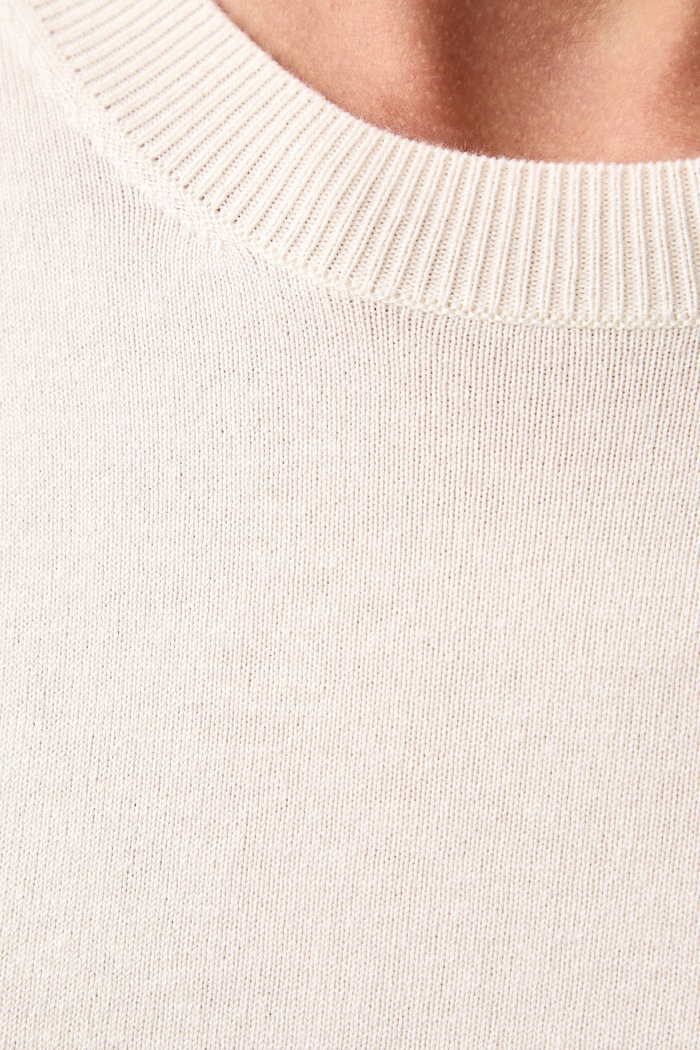 Sweter damski z dodatkiem jedwabiu WKDSICILIA Weekend Max Mara beżowy 2625366102600