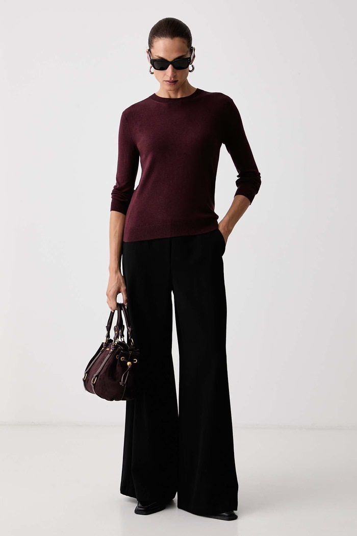 Weekend Max Mara Svetr dámský s příměsí hedvábí WKDSICILIA 2625366102600 burgundské AW26
