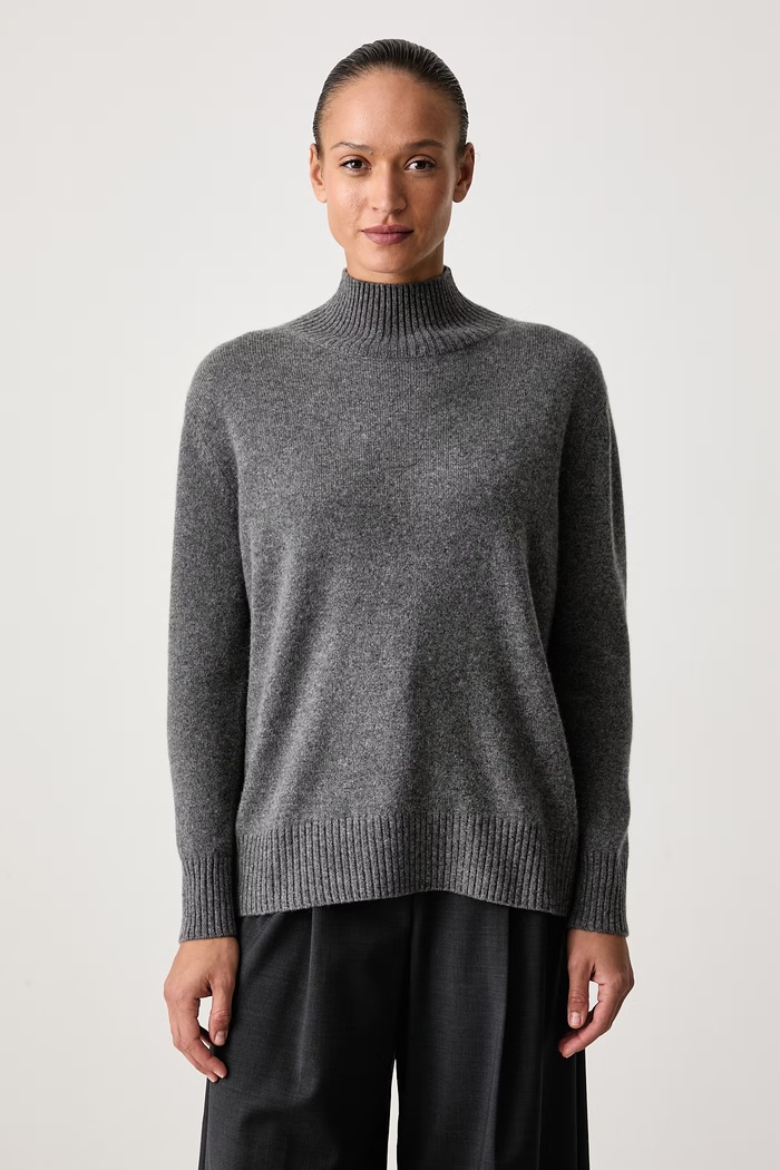 Weekend Max Mara Półgolf damski kaszmirowy WKDELEGIA szary 2625366032600