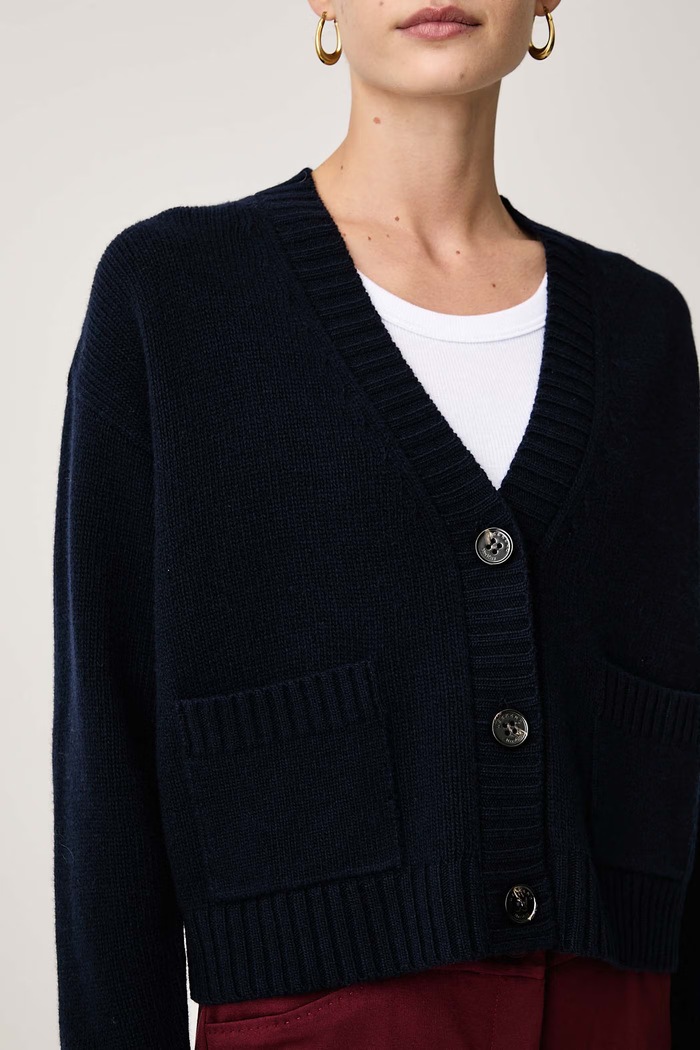 Kardigán dámsky vlnený WKDFILMATO Weekend Max Mara 2625346102600 tmavomodrá