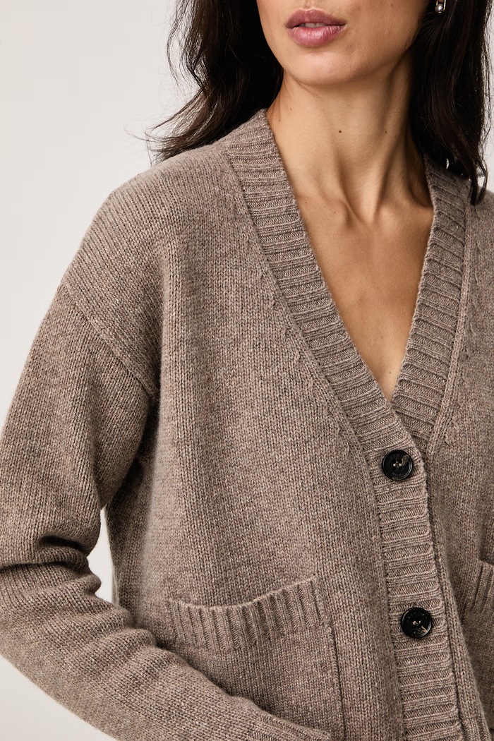 Kardigan damski wełniany WKDFILMATO Weekend Max Mara 2625346102600 brązowy