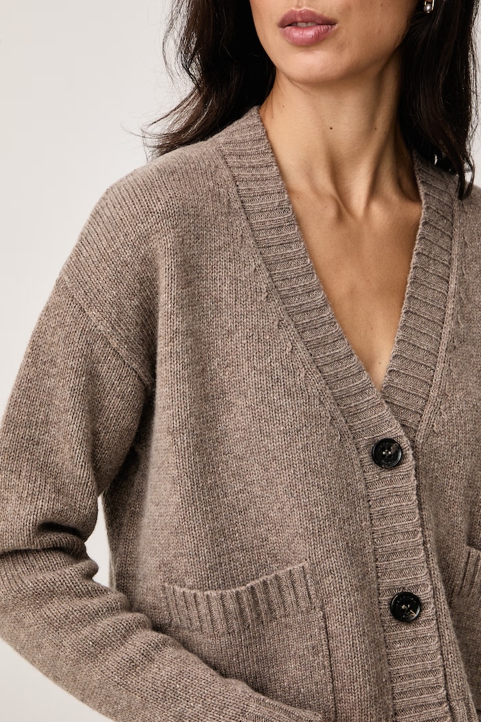 Kardigan damski wełniany WKDFILMATO Weekend Max Mara 2625346102600 brązowy