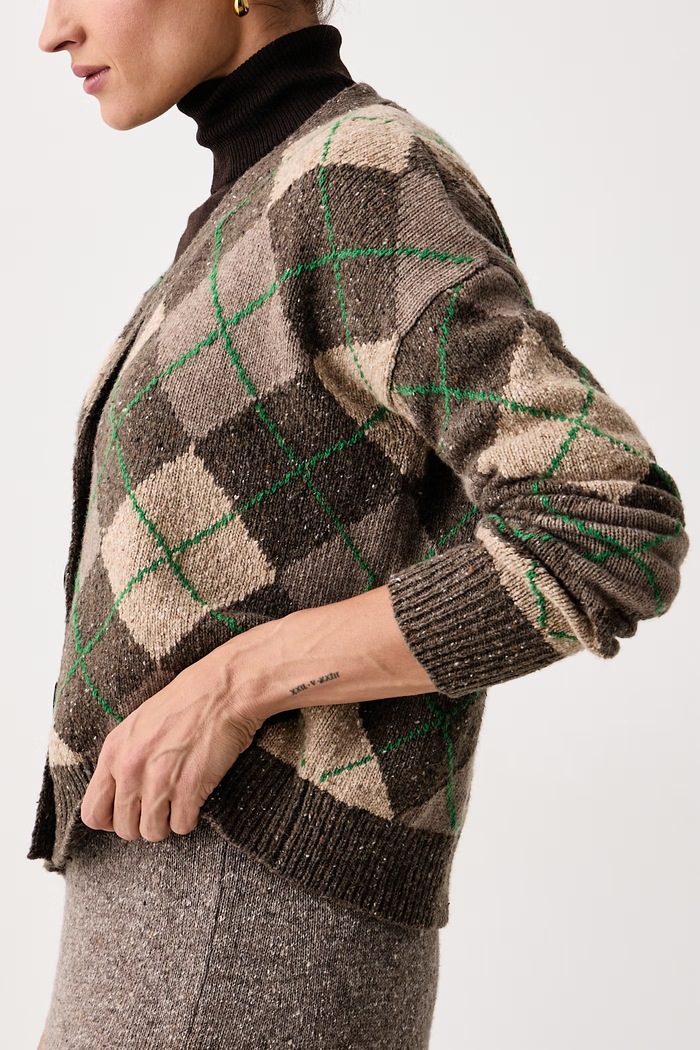 Kardigan damski z wełną WKDABILE Weekend Max Mara 2625346082600 brązowy