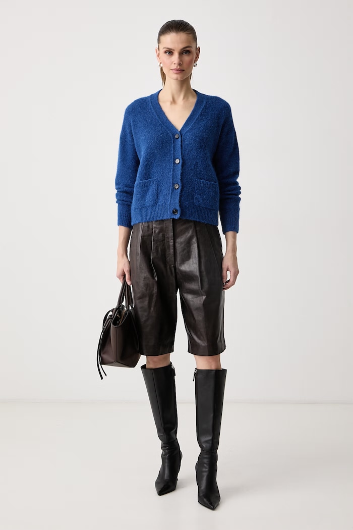 Weekend Max Mara Kardigan damski z dodatkiem wełny WKDGETTATA 2625346052600 niebieski AW26