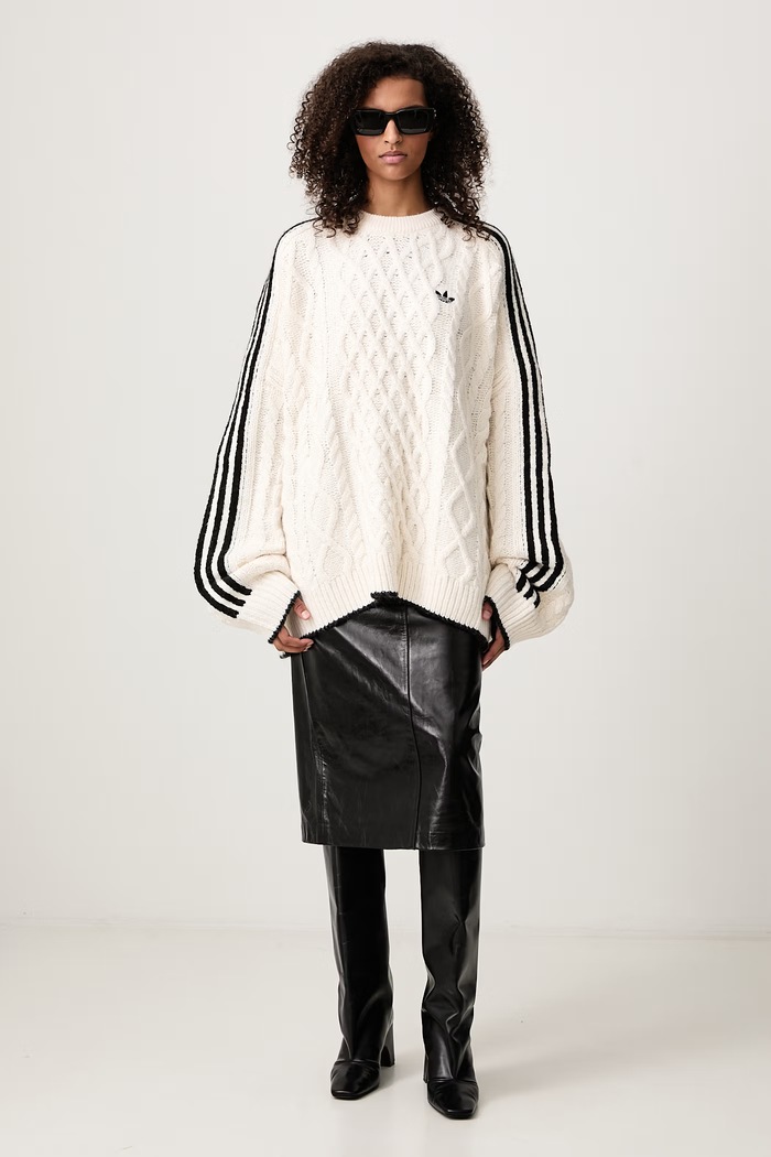 adidas Originals Cableknit sweter damski KR9620 beżowy AW26