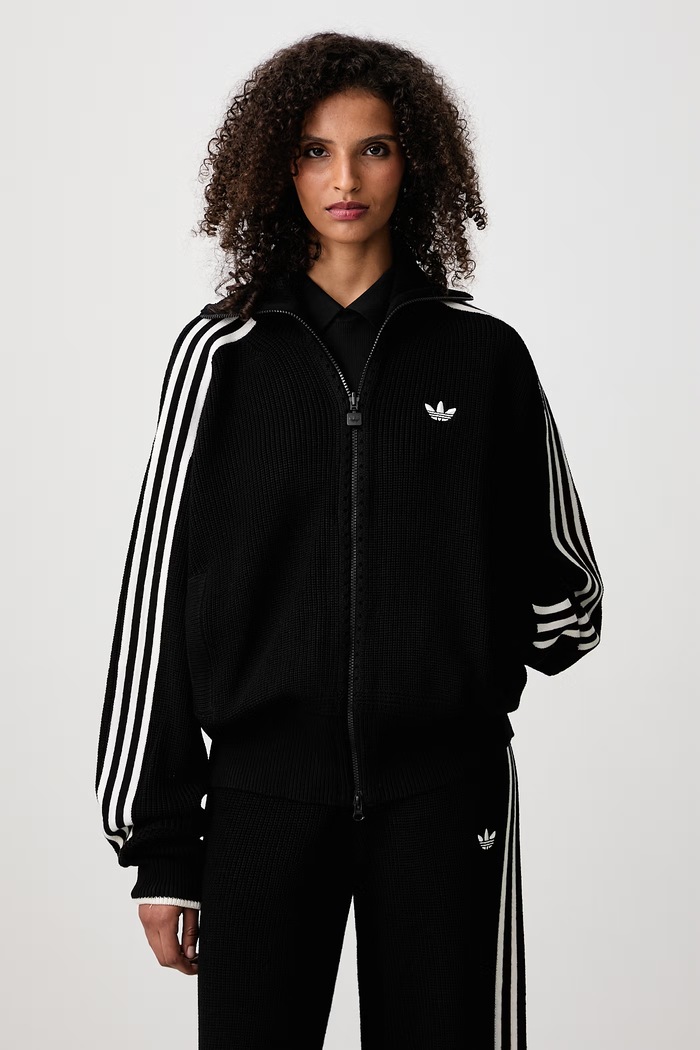 adidas Originals Firebird Chunky Knit sweter rozpinany z wełną merino damski czarny KQ5834