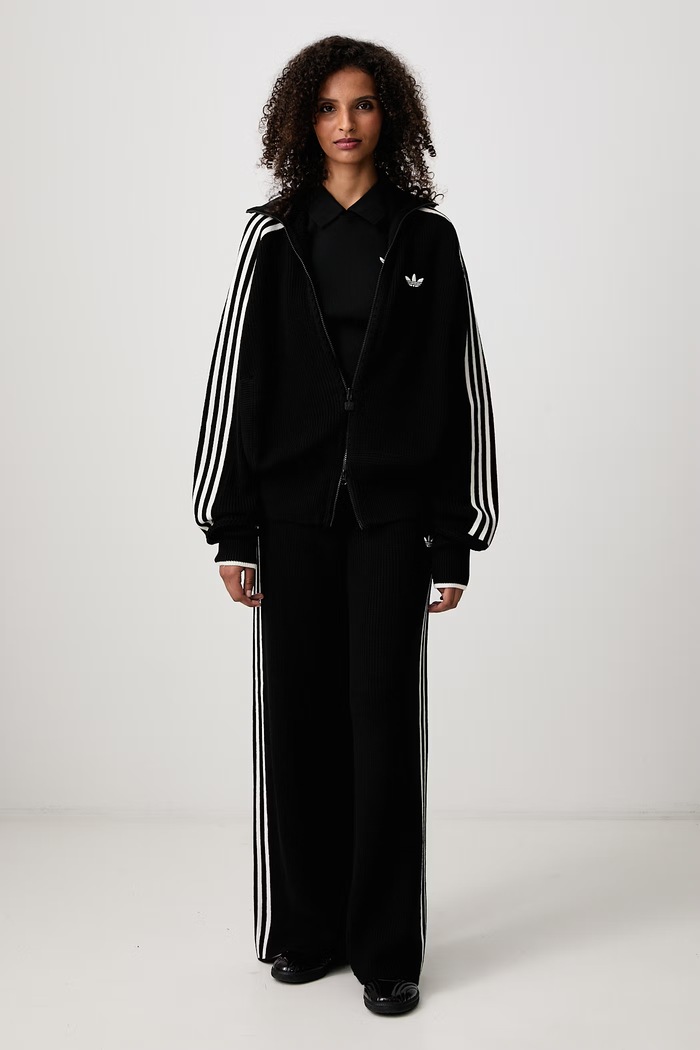 adidas Originals Firebird Chunky Knit sweter rozpinany z wełną merino damski KQ5834 czarny AW26