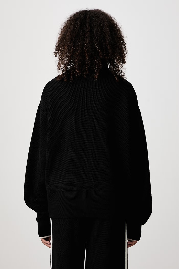 Odzież adidas Originals Firebird Chunky Knit sweter rozpinany z wełną merino damski KQ5834 czarny