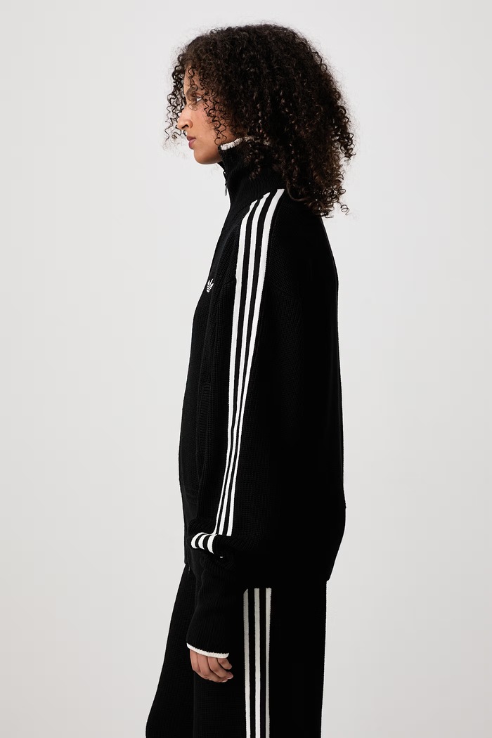 Firebird Chunky Knit sweter rozpinany z wełną merino damski adidas Originals KQ5834 czarny