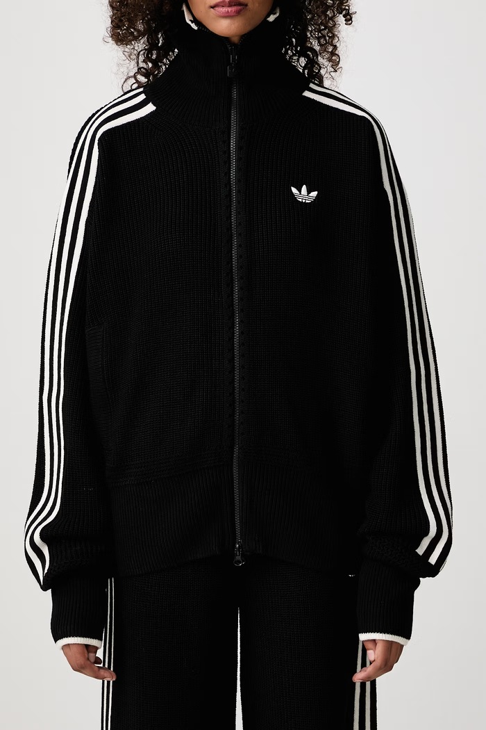 Firebird Chunky Knit sweter rozpinany z wełną merino damski adidas Originals czarny KQ5834