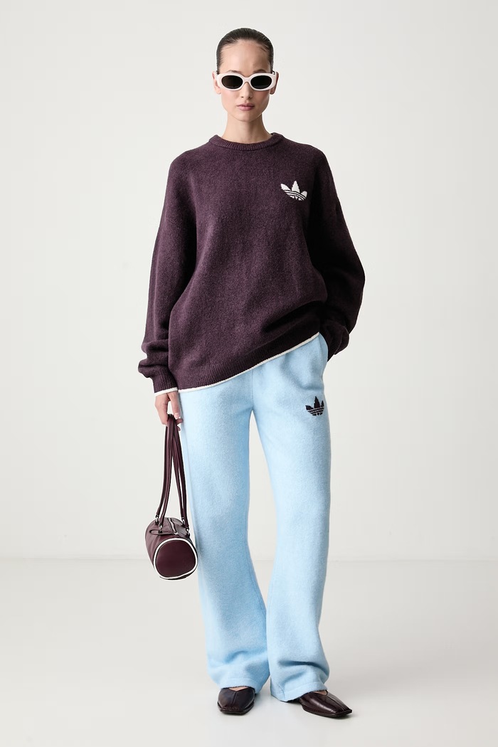 adidas Originals Sweter damski z dodatkiem wełny Essentials LF6549 fioletowy AW26