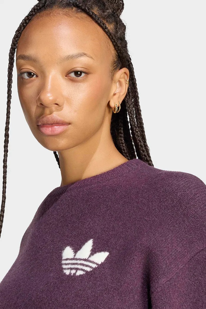 Svetr dámský s příměsí vlny Essentials adidas Originals LF6549 fialová