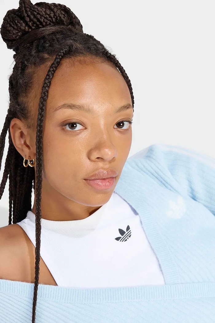 Sweter damski z dodatkiem wełny Adiluna Season 2 x Jennie adidas Originals niebieski LD8932
