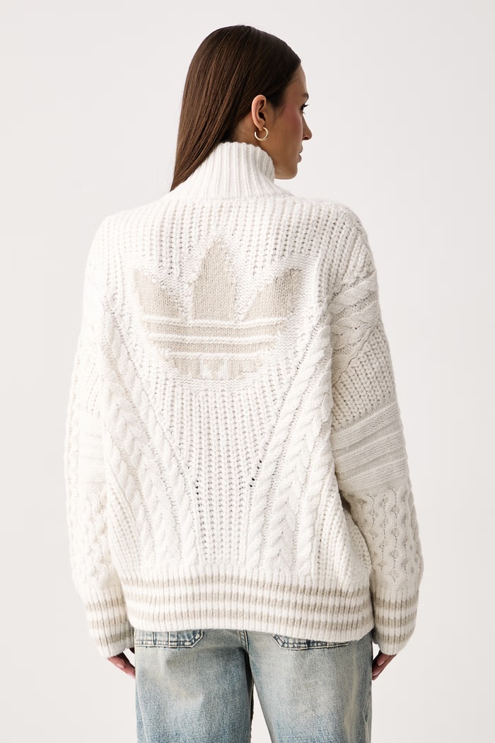 Odzież adidas Originals Sweter rozpinany damski Cable Knit Firebird KT2290 beżowy